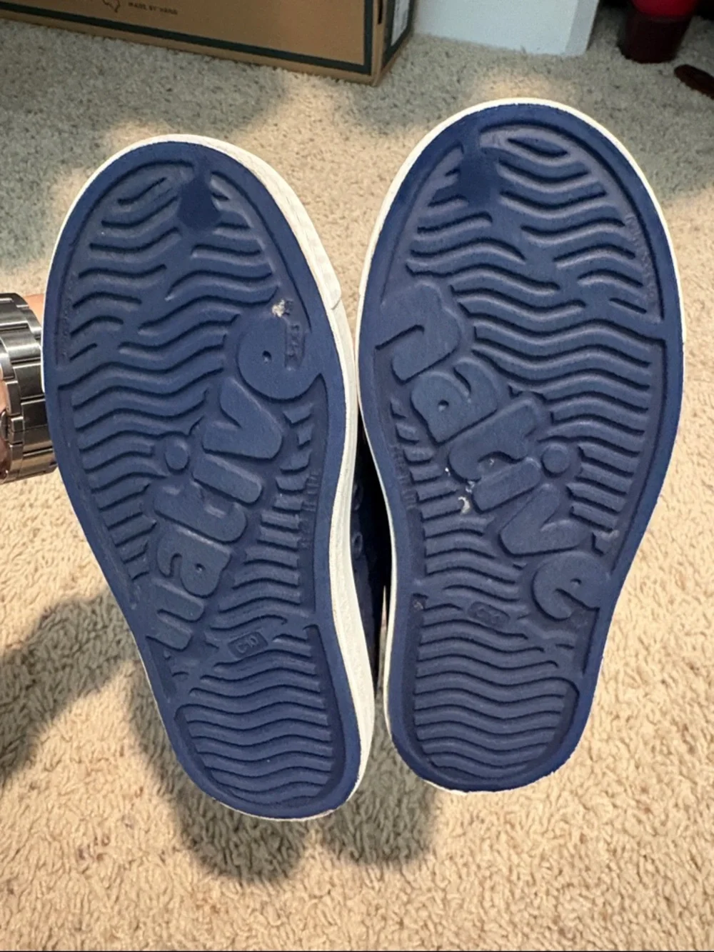 Native Navy Jefferson Slip-Ons with White Toe Cap - Picture 3 of 4